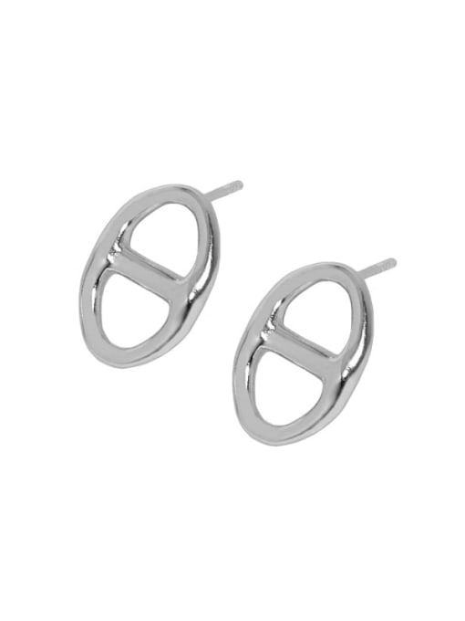 White gold [with pure Tremella plug] 925 Sterling Silver Hollow Geometric Vintage Stud Earring